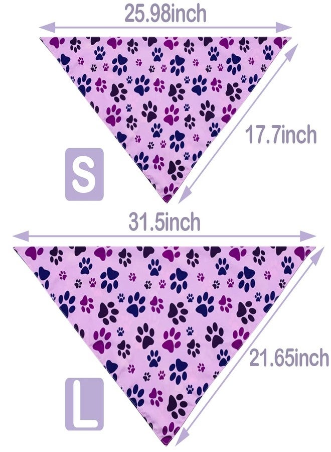 PET SHOW 4 Pack Paw Print Big Dog Bandanas Set Girl Boy Reversible Adjustable Dogs Scarves Cat Daily Birthday Party Triangle Bibs Grooming Accessories for Medium Large Dogs Puppies Pets - Image 2